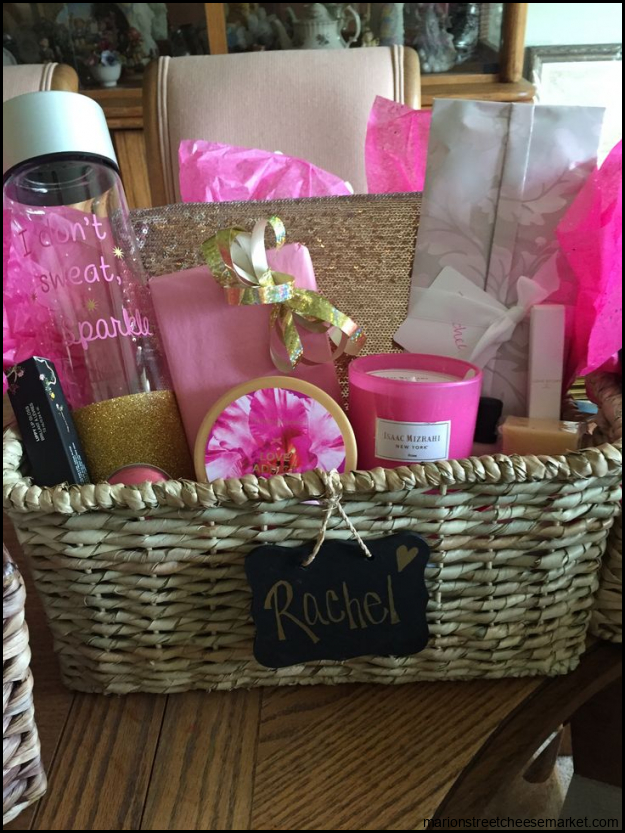 Bridesmaid gift baskets - Cute wicker baskets with chalk boards from TJ ...