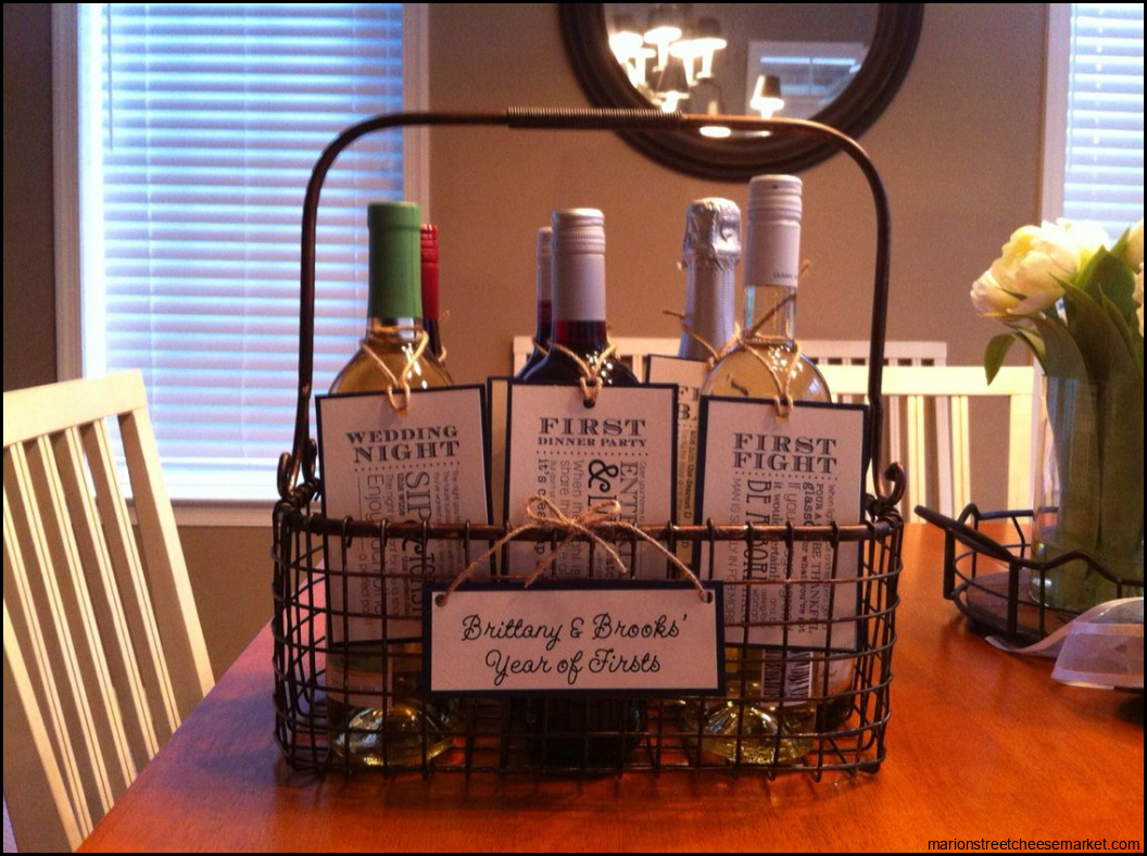 Wine basket year of firsts - given to my sister in law along w wine ...